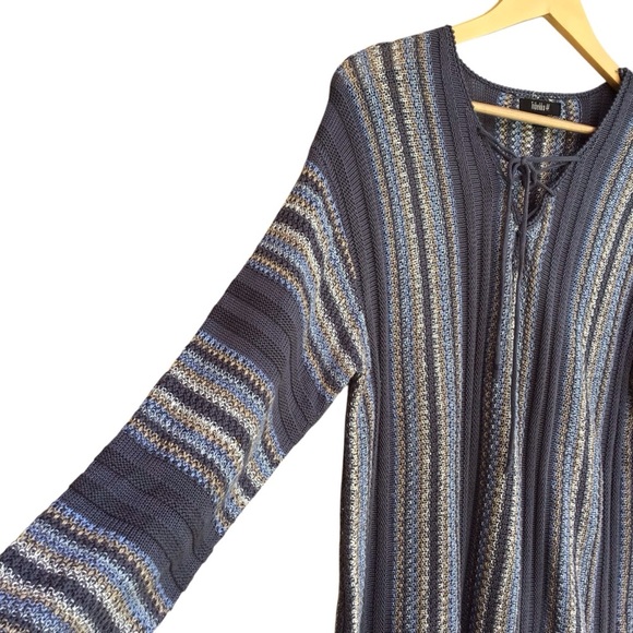 Tribekka 44 Striped Long Sleeve Tie Neck Sweater NEW - Picture 3 of 5